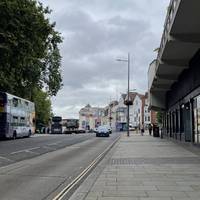 Turn left on the opposite side and walk along Colston Avenue to the junction with the first side street.