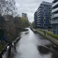 This is the view of the canal side we walked previously, from Little Venice near Paddington. Cross and take the path left to the canal side.