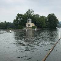 Temple Island is actually the start of the race course, heading back towards Henley.