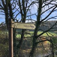 Turn left at this sign to Tintern. It’s the way down and along to the old railway station. It’s probably muddy, you’ll need wellies.
