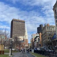 Veer left to walk parallel to Tremont Street, following the red bricks. You'll follow the line of bricks all the way to Bunker Hill!