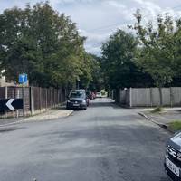 At left hand bend continue straight on down Victoria Road which is a cul-de-sac.  No pavements so be aware of moving vehicles.