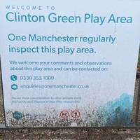 Start at Clinton Green Play area. There are benches and a children’s playground here