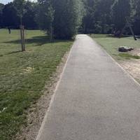 Take the path right after the cafe. You can cut across the grass to reach the river.