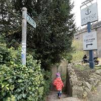 This walk starts on Midford Hill opposite the Hope & Anchor pub, by the Two Tunnels Greenway. Go down the steps onto the footpath.