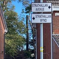 At the end of the road, turn right onto Strathallan Avenue.