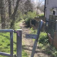 The path goes downhill quite gently at the start as you move away from the road.