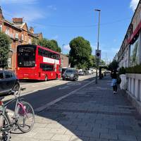 Take the first right onto Queenstown Road. There are bus stops here served by routes 44, 137, 452 as an alternative start point.