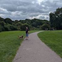 The path is wide and tarmac here.
