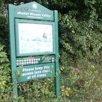 The main entrance to Manor Woods Valley is on St Peter's Rise, behind Bishopsworth Library.