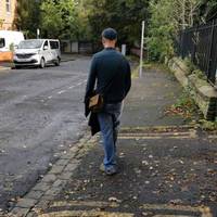 By another gate on your right, use the dropped kerb to gain access to the road and continue in the same direction along it carefully.