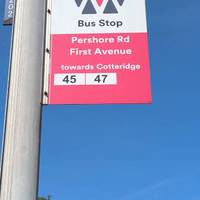 This circular walk starts at First Avenue Bus Stop on Pershore Road. You can get here on the 45 or 47 bus route.