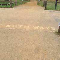 Cross the road carefully and set off straight along the Trail