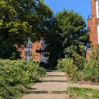 Climb up the stairs (or use the nearby ramp) to go up on the County Bridge (which is part of Prebend Street) - this you need to take a left.