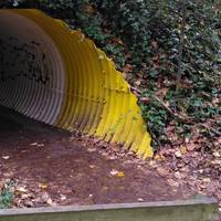 At the bottom of the steps turn left under the tunnel along the Harborne Walkway.