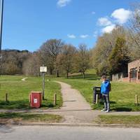 Start on Westlands Green, staying on the curving path and up through the wooded hill.